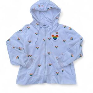 Disney White Hoodie with Rainbow Accents